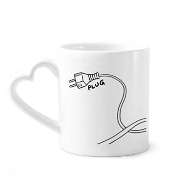 Imagem de Plug Line Caneca de pintura de desenho manual café cerâmica copo de coração de vidro