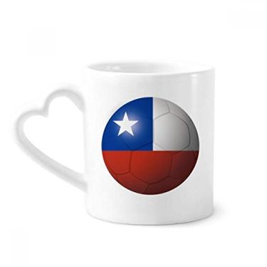 Imagem de Caneca de futebol com bandeira nacional do Chile caneca de café cerâmica copo de coração de vidro
