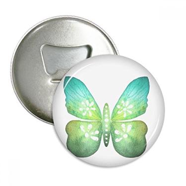 Imagem de Borboleta de folha verde com padrão floral abridor de garrafas ímã de geladeira emblema multifuncional