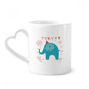 Imagem de Chapéu vermelho elefante bandeira azul caneca colorida café cerâmica copo de coração de vidro