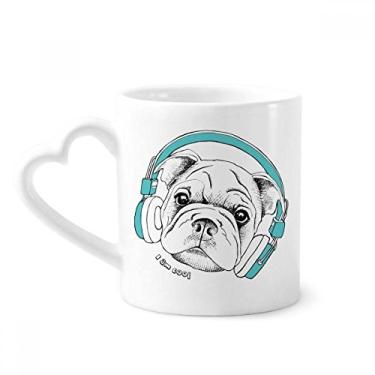 Imagem de Fone de ouvido música sons de vitalidade caneca de cachorro café cerâmica copo de coração de vidro
