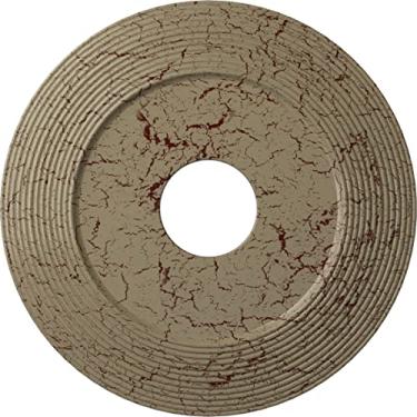 Imagem de Ekena Millwork CM16ADACS Adonis Medalhão de teto pintado à mão, cobre antigo, 16 1/8"OD x 3 5/8"ID x 1"P (Fits Canopies up to 10 1/4"), Hand-Painted Gobi Desert Crackle