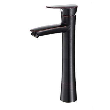 Imagem de LIDON Torneira de banheiro preta torneira de pia preta banheiro 1 furo torneira de vaidade preta torneira quente e fria torneira de pia de latão banheiro 1 furo torneira de banheiro para varanda, preto A (cor: preto B)