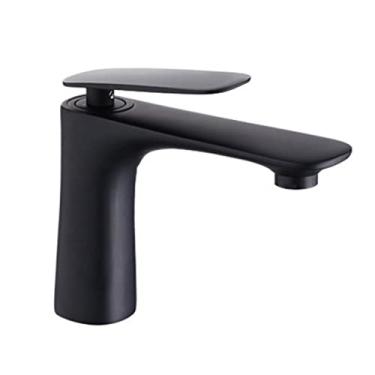 Imagem de LIDON Torneira preta banheiro torneira da pia do banheiro furo único torneira do banheiro torneira da pia do banheiro preto furo único latão torneira da bacia para banheiro, preto A (cor: preto A)