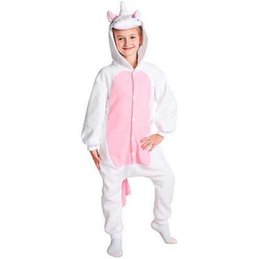 Imagem de Pijama Unicórnio Branco Com Rosa Infantil 100% Algodão A Pronta Entreg