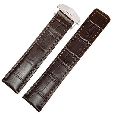 Imagem de DFAMIN 19mm 20mm 22mm Pulseira de fibra de couro de bezerro genuíno para TAG Watch Man Watch For TAG Pulseira de relógio Substituição durável (Cor: Couro marrom 22mm, Tamanho: 19mm)