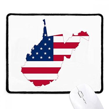 Imagem de Virginia USA Mapa Ocidental Estrelas Listras Formato de Bandeira Mousepad Borda Costurado Tapete de Borracha para Jogos
