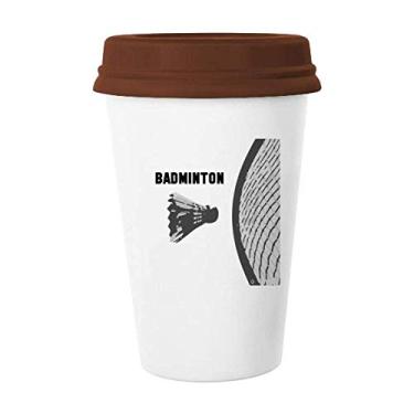 Imagem de British Sports Badminton Art Deco Gift Caneca moderna de café bebendo vidro cerâmica copo tampa