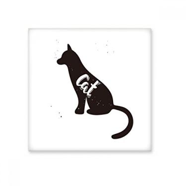 Imagem de Azulejo de cerâmica de gato preto e branco decalque brilhante pedra adornada tijolo vitrificado
