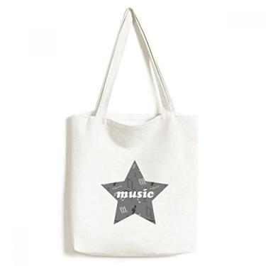 Imagem de Bolsa de lona branca com notas Solfege bolsa de compras casual