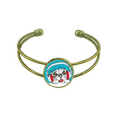 Imagem de Fone de ouvido vermelho com proteção de gato branco para amantes de animais de estimação, pulseira retrô com punho aberto