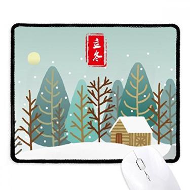 Imagem de Mousepad circular Winter Begins Twenty Four Solar Term Tapete de borracha para jogos