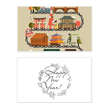 Imagem de Mapa tradicional japonês montado em forma de terra, festival de ano novo, cartão de felicitações, mensagem de abençoar presente