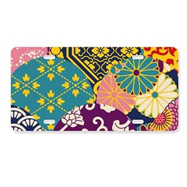 Imagem de DIYthinker Etiqueta de aço inoxidável para decoração de placa de carro com estampa de folhas de flores