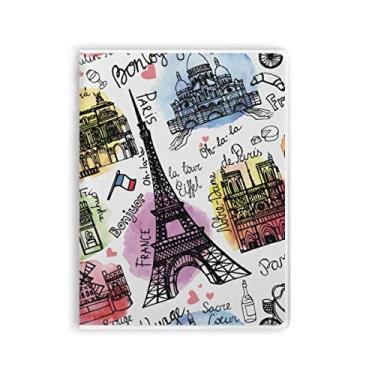 Imagem de Caderno de aquarela Building France Torre Eiffel Diário capa macia