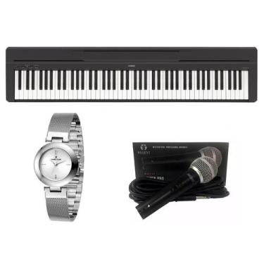 Imagem de Kit Piano Digital Yamaha P45 Microfone E Relógio Dk11216-1