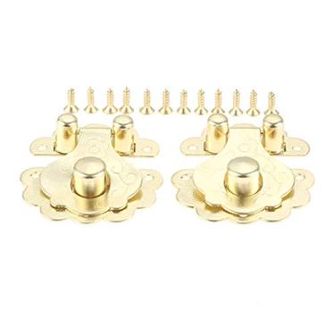 Imagem de Caixa de madeira da caixa de madeira do vintage Hasp Caixa de vinho de madeira com fivela de bloqueio Antique Cadeado Hardware 40x36mm YYDFPIIA (Color : Gold)