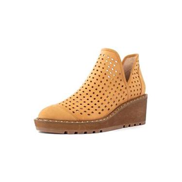 Imagem de Cecelia New York Bota Georgie Taupe Cut Out Low Perforated Wedge Ankle Boot, Mostarda, 9