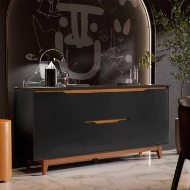 Imagem de Aparador Buffet 163 cm com 02 Portas e 02 Gavetas Retrô Flow Preto