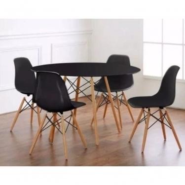 Imagem de Conjunto Mesa Eiffel 90cm Preta + 4 Cadeiras Dsw Eiffel Design Charles Eames Preta - Prolar