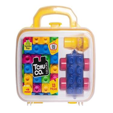 Imagem de Tchuco Blocks Brinquedo Educativo c/ 13 Peças na Maleta, Samba Toys 0804, 3 Anos - 148037