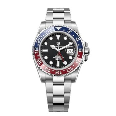 Imagem de Relógio masculino Pagani Design automático GMT Japão NH34 Movimento Safira Vidro Inoxidável 40 mm Super Luminoso Relógio de Pulso Impermeável, Blau Rot, Mecânica