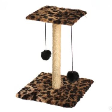 Imagem de Arranhador Para Gatos Com 2 Bases Com Poste E Pompons E Estampa Oncinha