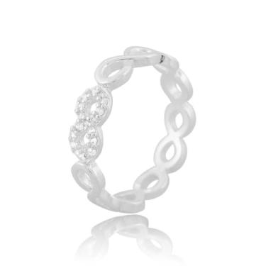 Imagem de Anel Banhado Prata 925 Cravejado Feminino Legítima Infinito com Pedras (16)
