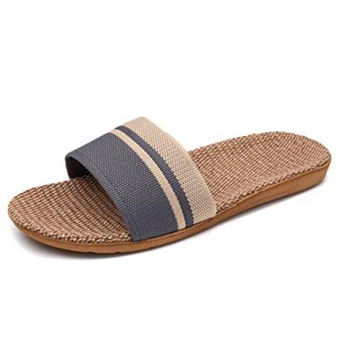 Imagem de Chinelos rasos sandálias de linho leves casuais de verão chinelos femininos, Cinza 512, 38 M EU