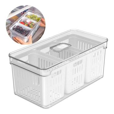 Imagem de Organizador Geladeira Frutas Legumes Triplo 5l Clear Fresh