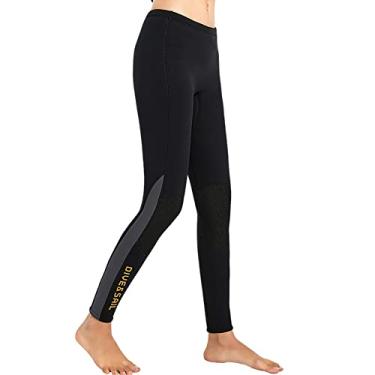 Imagem de Calça de neoprene para mulheres e homens 3 mm com snorkel calça comprida legging, 2 mm 1,5 mm, meia-calça de natação de mergulho, shorts, proteção solar para surfar esportes aquáticos frios (P, 3 mm