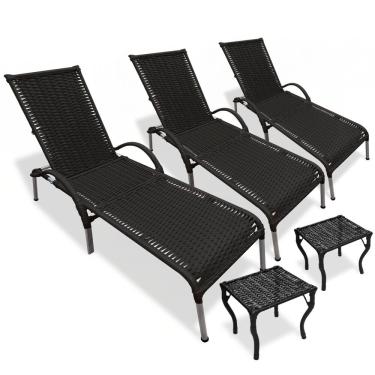 Imagem de Kit 3 Cadeiras/Espreguiçadeiras Julia + 2  Mesa P/ Piscina
