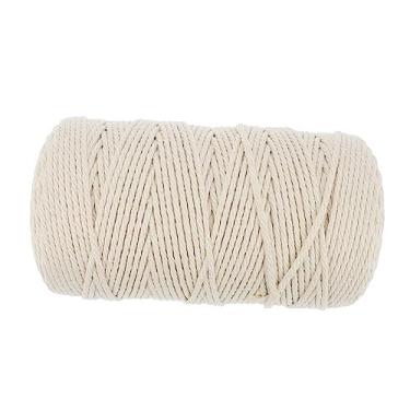 Imagem de OSALADI 1 Rolo corda de algodão macramê 3mm tapeçaria vegetal bloco formador de joias cordão de algodão tecido cordão de algodão de tapeçaria DIY tecer fio de algodão marcação branco