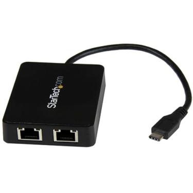 Imagem de StarTech. Adaptador USB-C para Gigabit Ethernet com porta USB 3.0 (TipoA) - Adaptador de rede USB tipo C Gigabit (US1GC301AU2R)