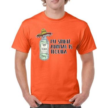 Imagem de Camiseta masculina My Spirit Animal is Tequila Cinco de Mayo Party Drinking, Laranja, XXG