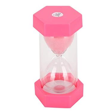 Imagem de MOUMOUTEN Safe Creative Children Birthday Gifts, Sand Timer Para Crianças Conjunto De 15 Minutos, Ampulheta De Plástico Hexagonal Com Cor Rosa Coberta Para Sala De Aula, Casa E Quarto Infantil