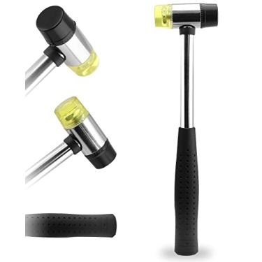Imagem de Cionyce Martelo de borracha, martelo de martelo macio de cabeça dupla de 25 mm, martelo de borracha de nylon, martelo de metal com cabeça de conversão de 2 peças para joias, artesanato em couro,