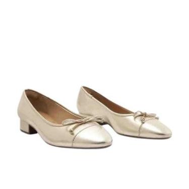 Imagem de Sapatilha Anacapri Salto Bloco Dourado Classy-Feminino