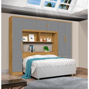 Imagem de Guarda Roupa Modulado Casal 6 Portas 3 Gavetas Top Cancun Nature/cinza