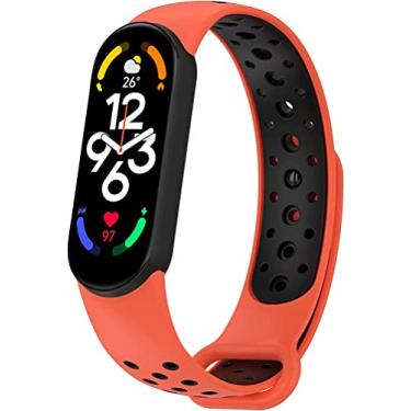 Imagem de Nandos-Store - Pulseira NSmart compatíveis com MI BAND 1/ MI BAND 2 / MI BAND 3 / MI BAND 4 / MI BAND 5 / MI BAND 6 / MI BAND 7 / MI BAND 8 (MI BAND 5, Laranja com preto NK)