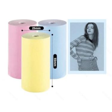 Imagem de Kit 3 Bobinas Rolo De Papel 55 * 25mm Colorido Mini Impressora Portátil a Prova De Água Impressão De Fotos Agenda Notas Jornal Fotográfico Recibo Melhor Custo Beneficio StartBox