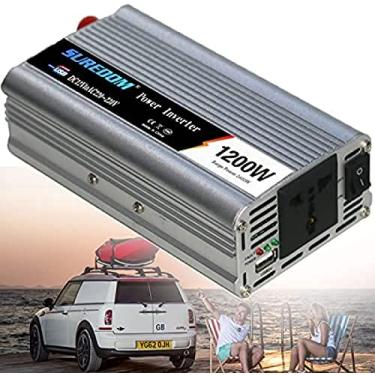 Imagem de Inversor de energia dc 12v para 220v ac conversor display 2a usb adaptador de carregador de carro para telefones rv tablets pc laptops, 1200w,12v