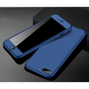 Imagem de Capa de telefone 360 completa para iPhone 13 5S 7 8 Plus 11 12 Pro Mini XS Max XR Capa protetora para iPhone 6 XR SE com vidro, azul, para iphone 6S Plus