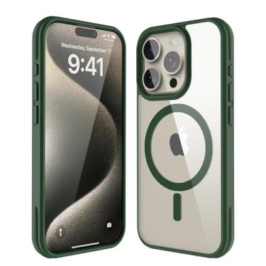 Imagem de Asukin Capa para iPhone 15 Pro, ímã forte, compatível com MagSafe, proteção de grau militar à prova de choque, capa protetora fina para celular de 6,1 polegadas para Apple 15pro (verde alpino)