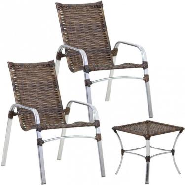 Imagem de 2 Cadeiras e Mesa Alumínio Área Jardim Piscina Trama