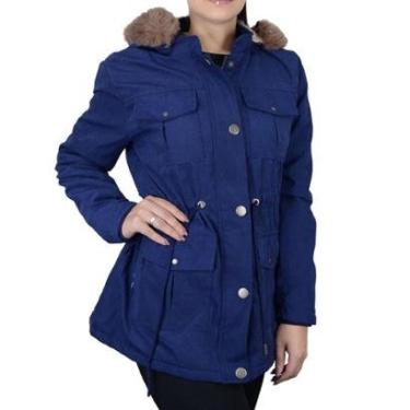 Imagem de Jaqueta Feminina Mosaico Parka Sarja Peluciada Marinho - 66090038-Feminino