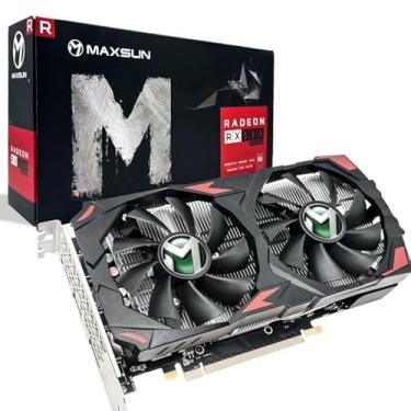 Imagem de maxsun Placa de Vídeo AMD Radeon RX580 8GB, placa de vídeo de 2048 SP GDDR5 de 256 bits para jogos de PC com 2*DP&1*HDMI Express x 16 3.0 Placa de vídeo para jogos com ventiladores duplos