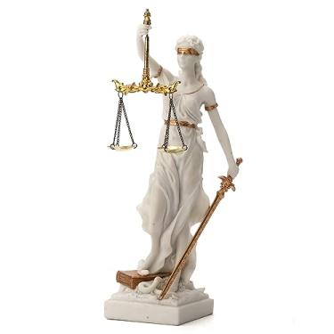 Imagem de Veronese Design Estátua de resina de 30,5 cm Blind Lady Justice Themis Acabamento em ouro branco