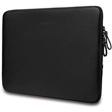 Imagem de MOSISO Bolsa para laptop de 16 polegadas compatível com MacBook Air 38.1 cm 2025-2023 M4 M3 M2/Pro 16 polegadas 2025-2019 M4 M3 M2 M1, notebook de 15-15,6 polegadas, bolsa acolchoada de couro PU, capa