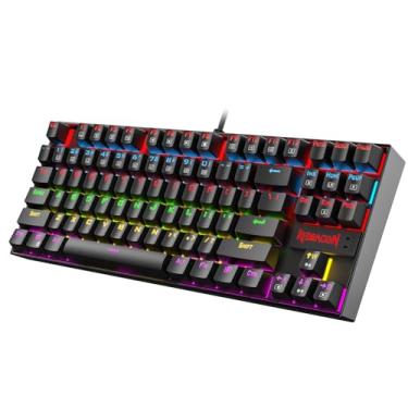 Imagem de Redragon Teclado mecânico para jogos K552, compacto de 87 teclas, teclado LED para jogos com interruptores vermelhos, anti-fantasma, moldura de metal para jogos e digitação no PC, adequado para